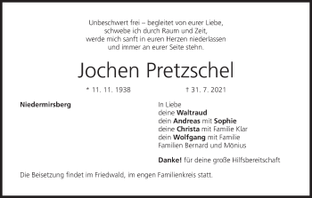Anzeige von Jochen Pretzschel von MGO