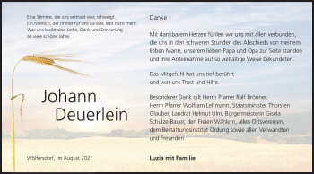 Anzeige von Johann Deuerlein von MGO