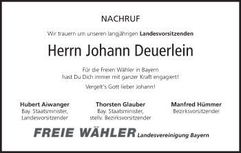 Anzeige von Johann Deuerlein von MGO