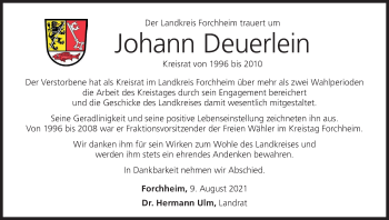 Anzeige von Johann Deuerlein von MGO