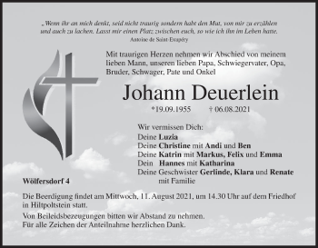 Anzeige von Johann Deuerlein von MGO
