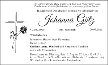 Anzeige von Johanna Götz von MGO