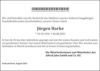 Anzeige von Jürgen Harke von MGO