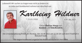Anzeige von Karlheinz Hildner von MGO