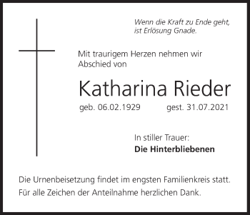 Anzeige von Katharina Rieder von MGO
