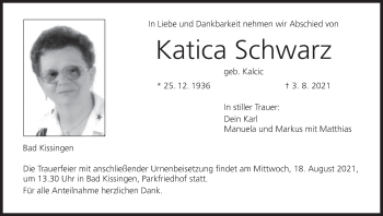 Anzeige von Katica Schwarz von MGO
