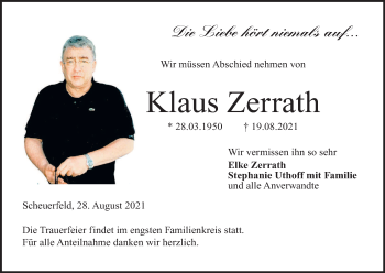 Anzeige von Klaus Zerrath von MGO