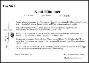 Anzeige von Kuni Hümmer von MGO