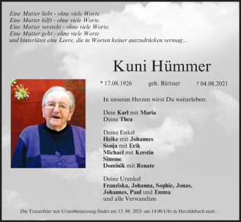 Anzeige von Kuni Hümmer von MGO