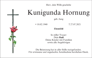 Anzeige von Kunigunda Hornung von MGO