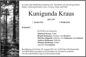 Anzeige von Kunigunda Kraus von MGO
