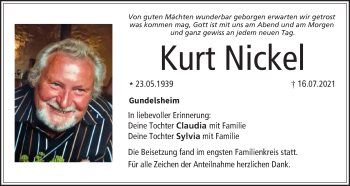 Anzeige von Kurt Nickel von MGO