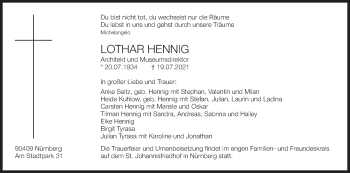 Anzeige von Lothar Hennig von MGO