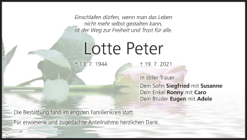 Anzeige von Lotte Peter von MGO