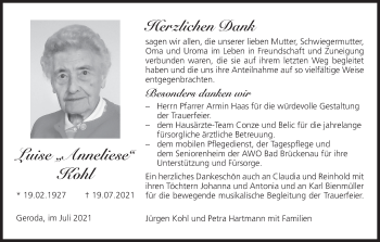 Anzeige von Luise Kohl von MGO