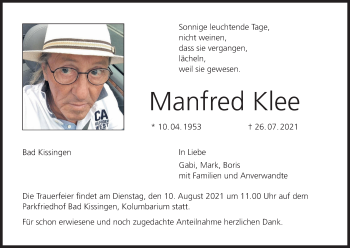 Anzeige von Manfred Klee von MGO