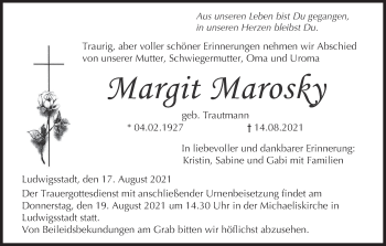 Anzeige von Margit Marosky von MGO