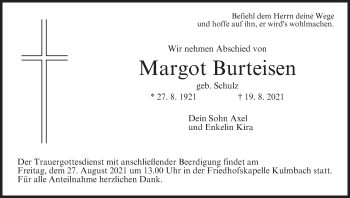 Anzeige von Margot Burteisen von MGO
