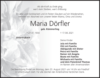 Anzeige von Maria Dörfler von MGO