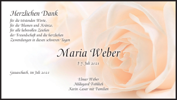 Anzeige von Maria Weber von MGO