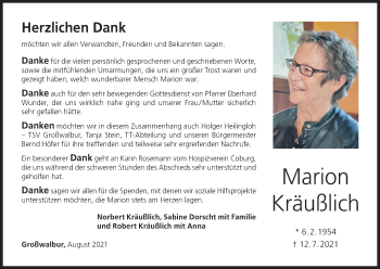 Anzeige von Marion Kräußlich von MGO