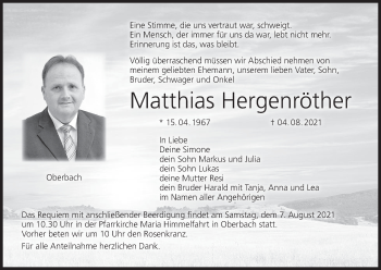 Anzeige von Matthias Hergenröther von MGO