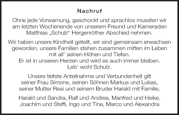 Anzeige von Matthias Hergenröther von MGO