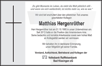Anzeige von Matthias Hergenröther von MGO