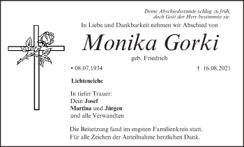 Anzeige von Monika Gorki von MGO