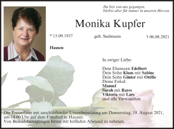 Anzeige von Monika Kupfer von MGO