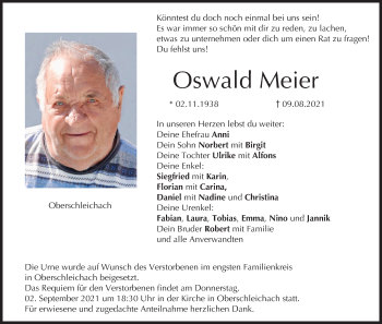 Anzeige von Oswald Meier von MGO