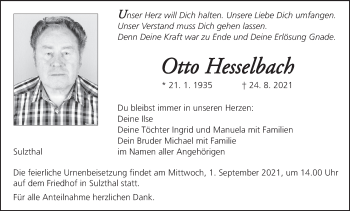 Anzeige von Otto Hesselbach von MGO