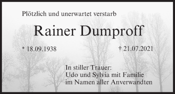 Anzeige von Rainer Dumproff von MGO