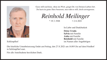 Anzeige von Reinhold Meilinger von MGO