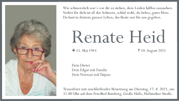 Anzeige von Renate Heid von MGO