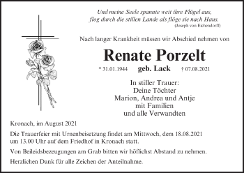 Anzeige von Renate Porzelt von MGO