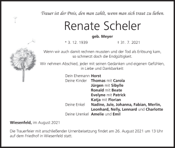 Anzeige von Renate Scheler von MGO