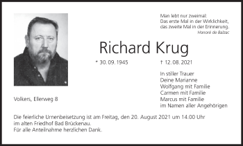 Anzeige von Richard Krug von MGO