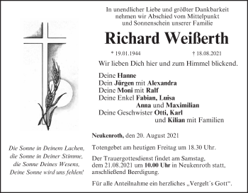 Anzeige von Richard Weißerth von MGO
