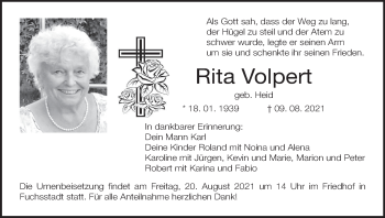 Anzeige von Rita Volpert von MGO