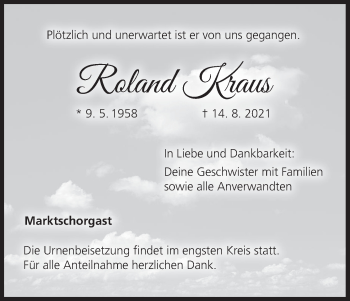 Anzeige von Roland Kraus von MGO