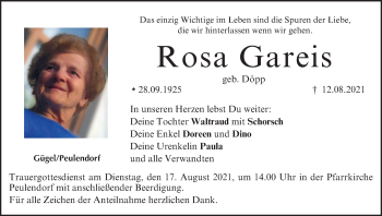 Anzeige von Rosa Gareis von MGO
