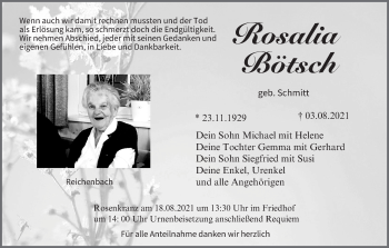 Anzeige von Rosalia Bötsch von MGO