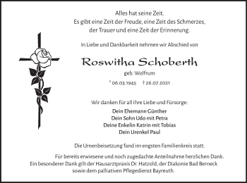 Anzeige von Roswitha Schoberth von MGO
