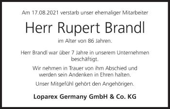 Anzeige von Rupert Brandl von MGO