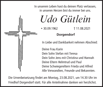 Anzeige von Udo Gütlein von MGO