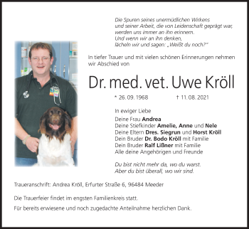 Anzeige von Uwe Kröll von MGO