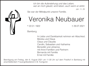 Anzeige von Veronika Neubauer von MGO