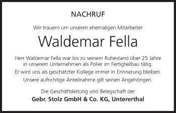 Anzeige von Waldemar Fella von MGO