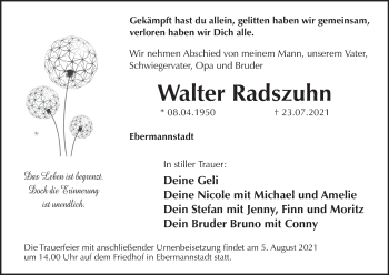 Anzeige von Walter Radszuhn von MGO